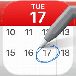 The DayJournal app icon: a calendar page with a date circled in blue ink.